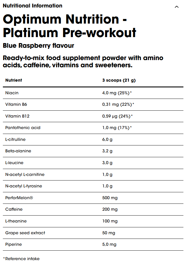 Optimum Nutrition | Platinum Pre Workout